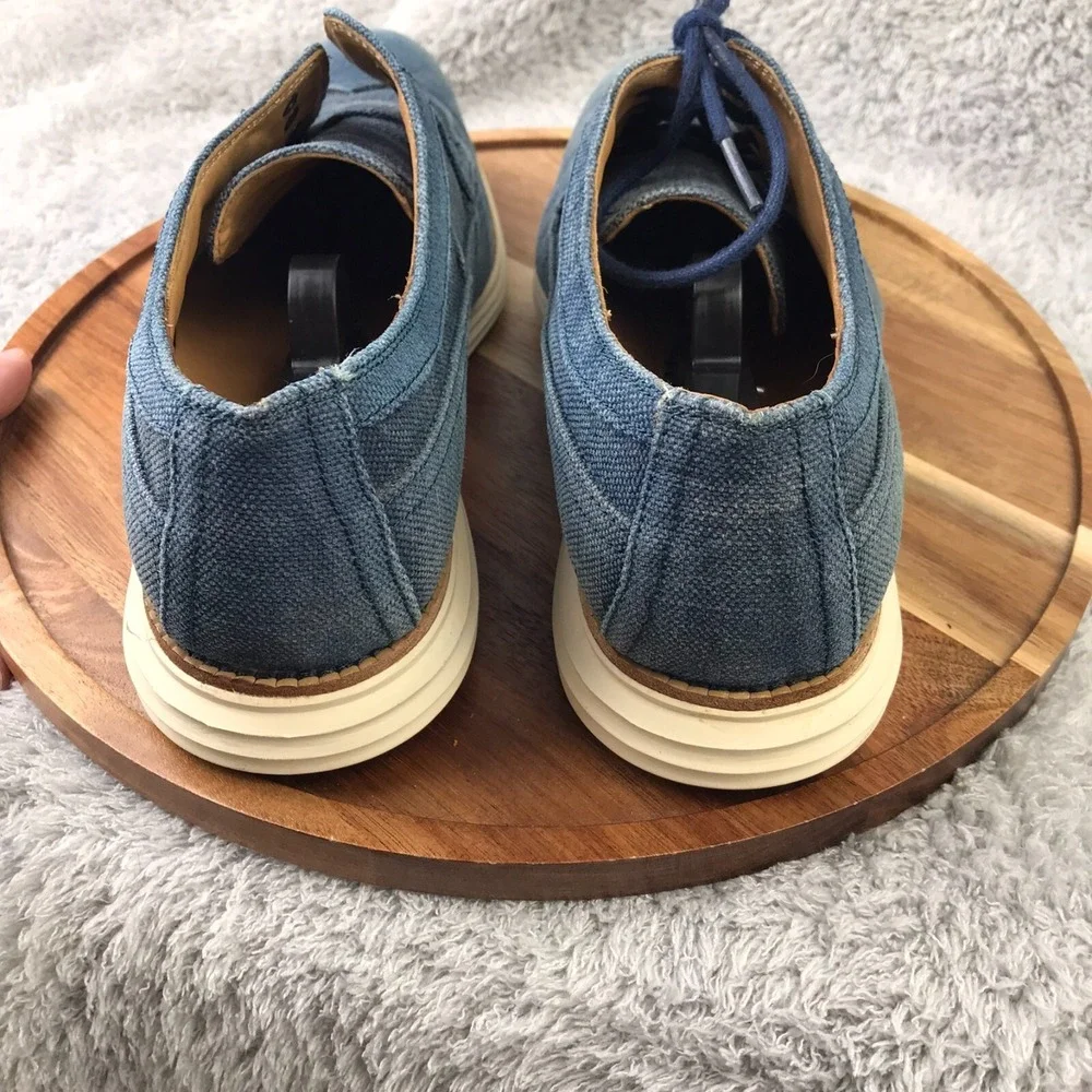 Cole‎ Haan LUNARGRAND Long Wingtip Oxford Mens 10.5M Blue Canvas Shoes